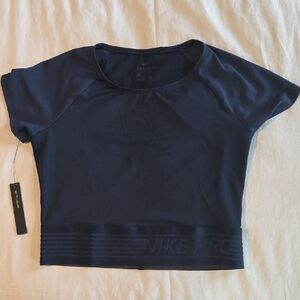 Nike Pro Athletic Women's Dark Blue Crop Top